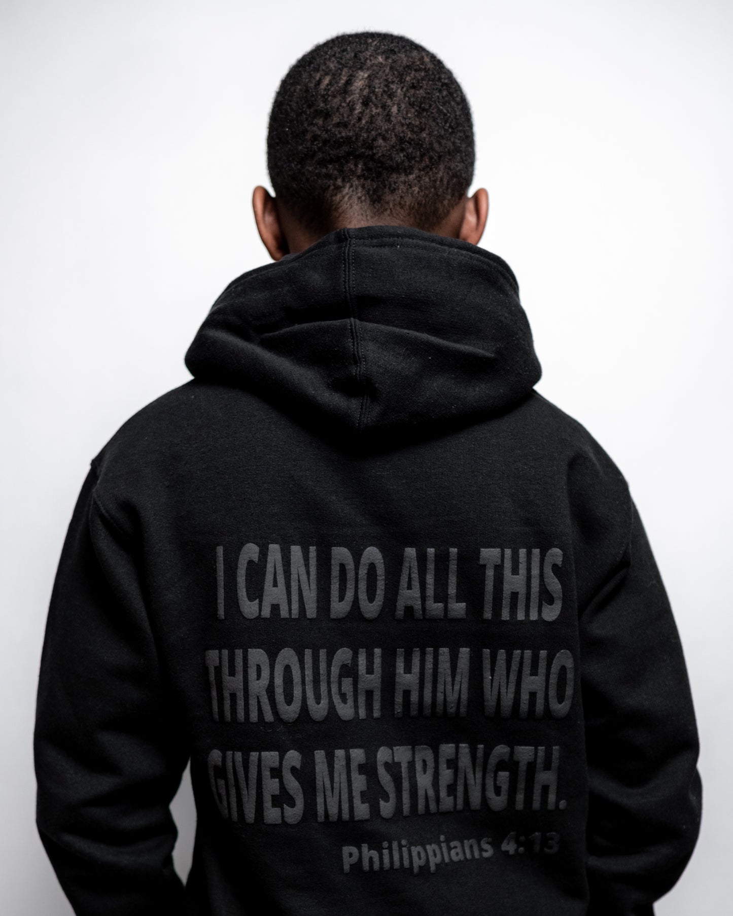 His Will Kid's Black Tone Hoodie