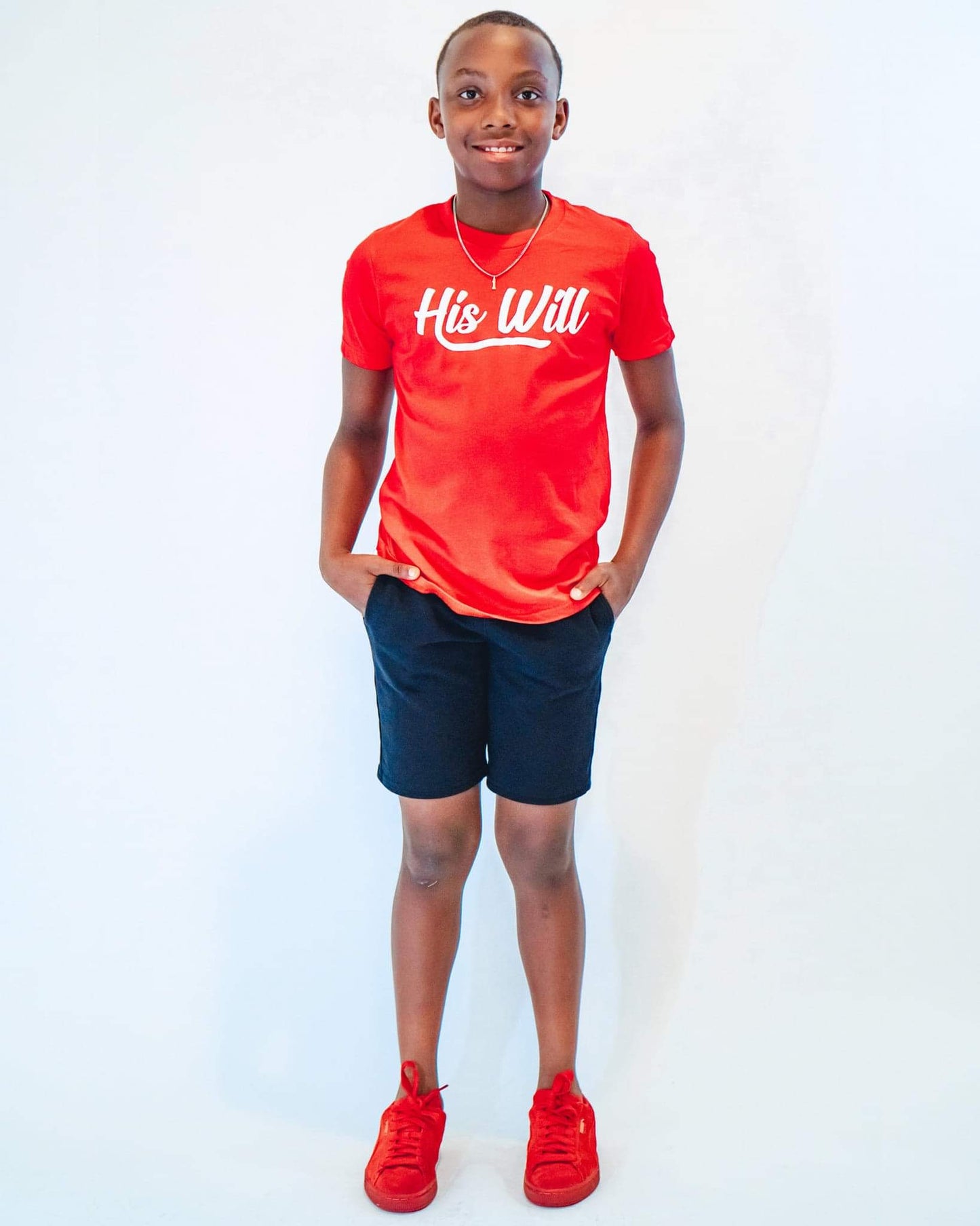 His Will Kid’s Crew Tee (Cherry Red)